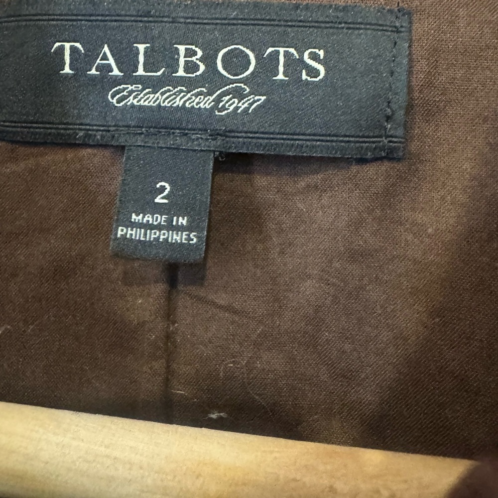 Talbots Chocolate Brown Utility Barn Coat Corduroy Trim Size 2 - Picture 4 of 8